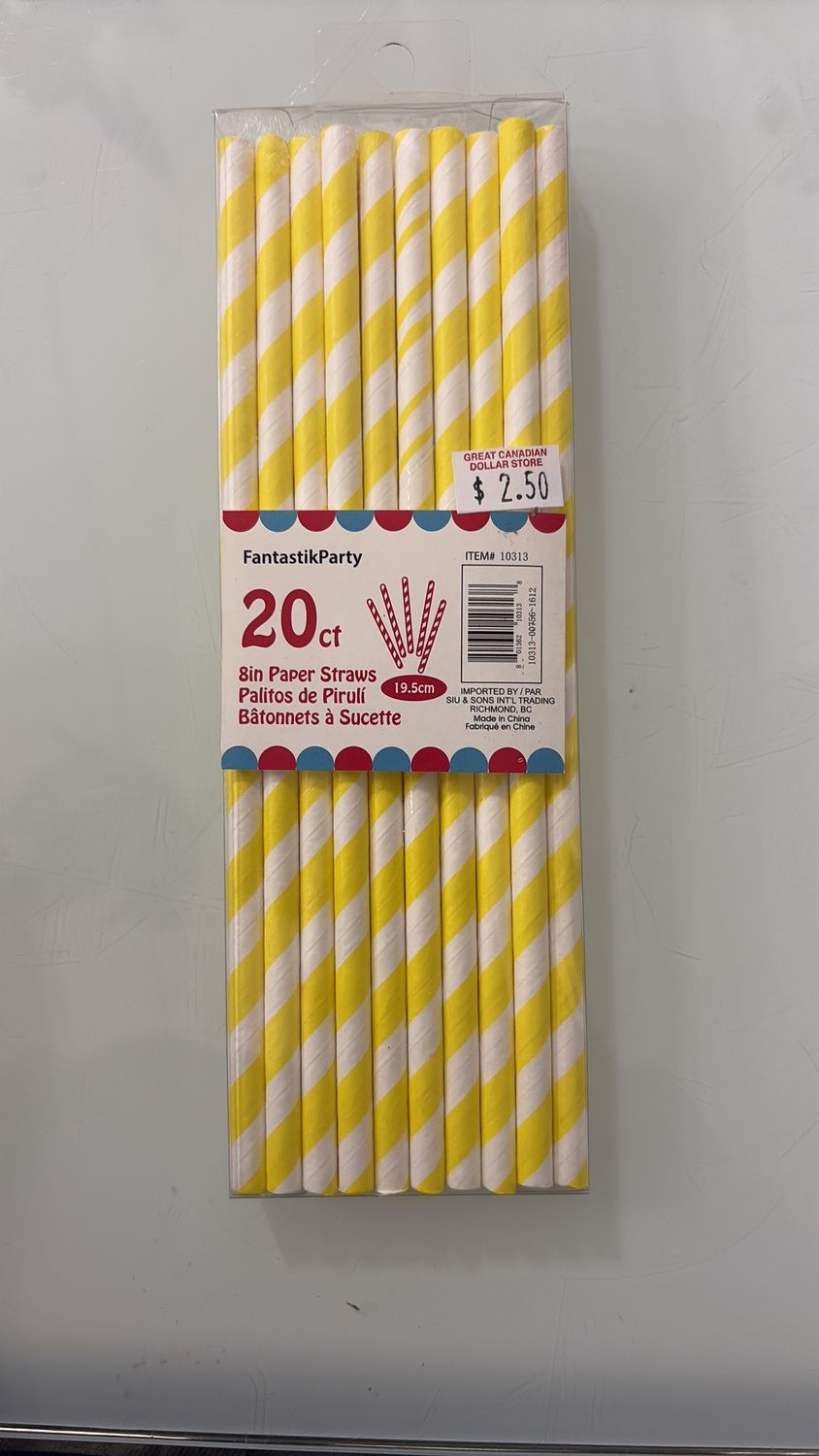 20 paper straws yellow