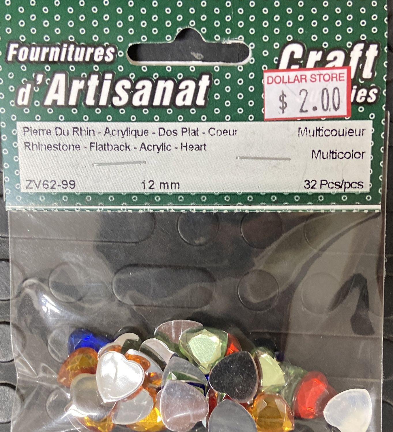 Ugarit: 12mm Heart Rhinestone Asst Colors