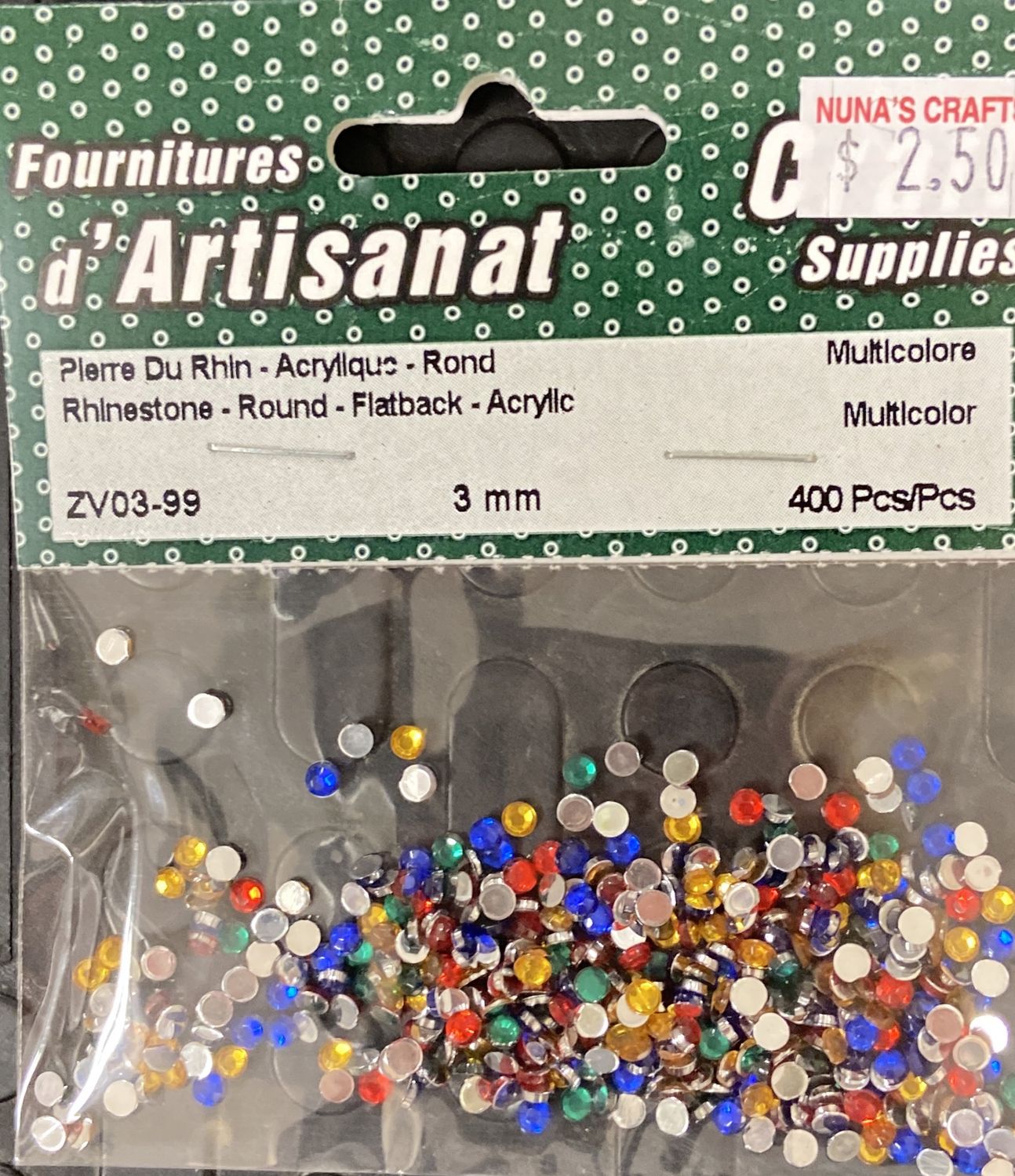 Ugarit: 3 mm Rhinestone Asst. Colors