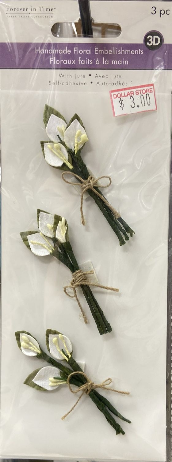 MultiCraft: 3pc Calla Lilies Handmade Floral Embellishments