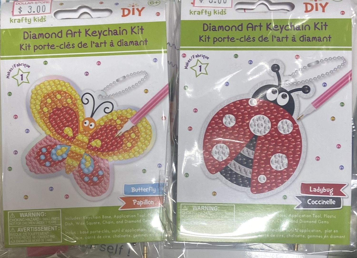 Krafty Kids: Ladybug/Butterfly Diamond Art Keychain Kit