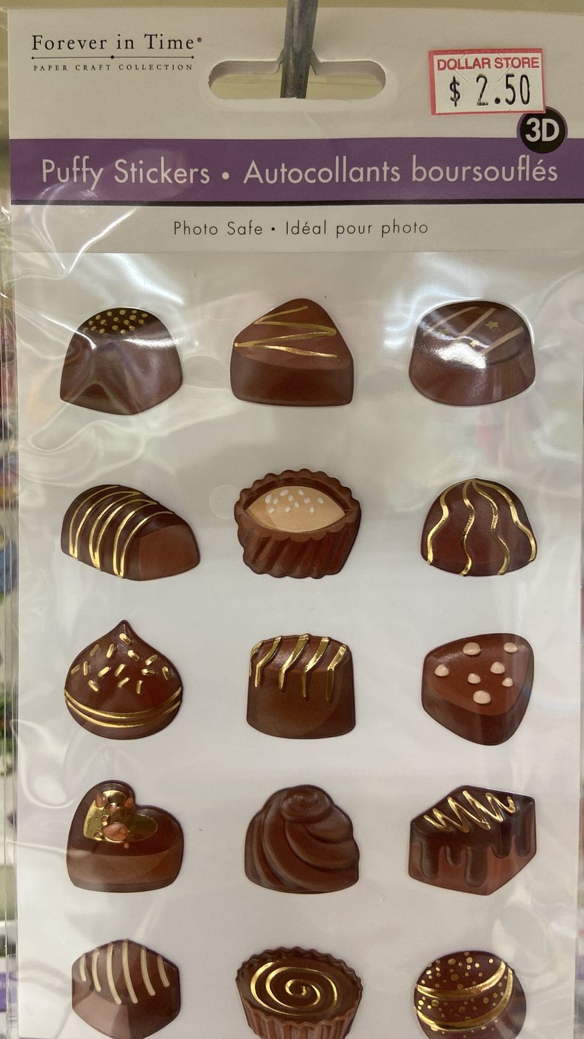 MultiCraft: Gold Drizzled Chocolates Puffy Stickers