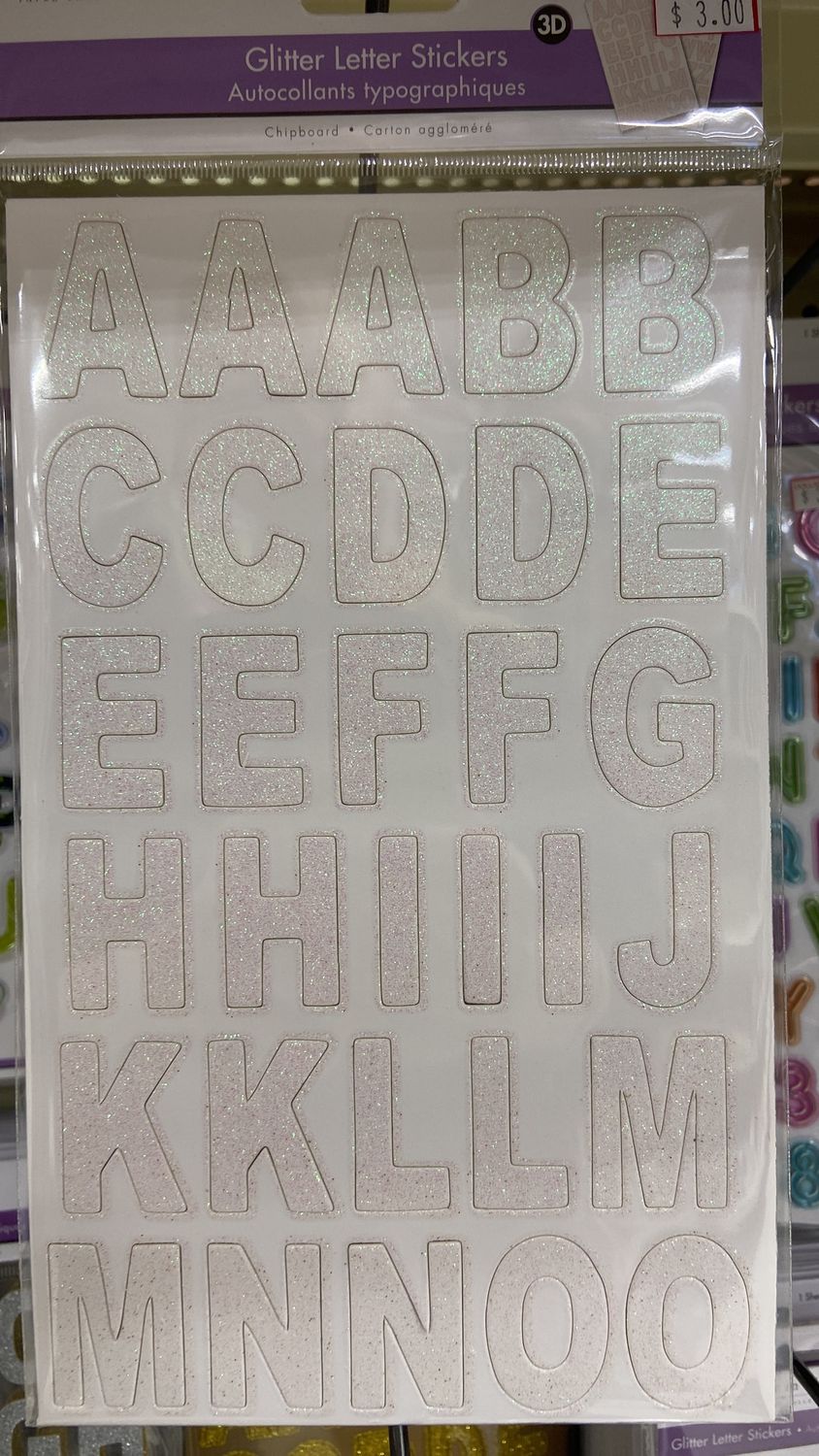 MultiCraft: White Iridescent Glitter Letter Stickers