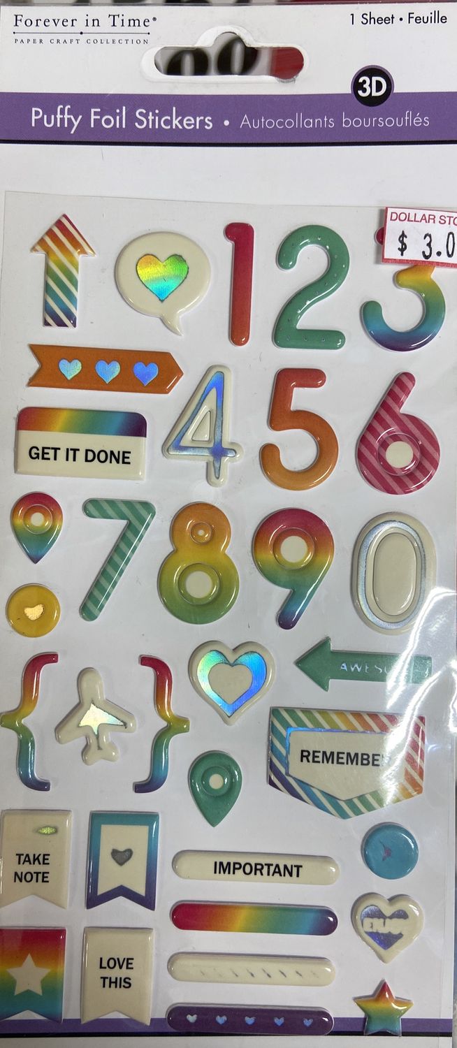 MultiCraft: “Rainbow Symbols” Puffy Foil Stickers
