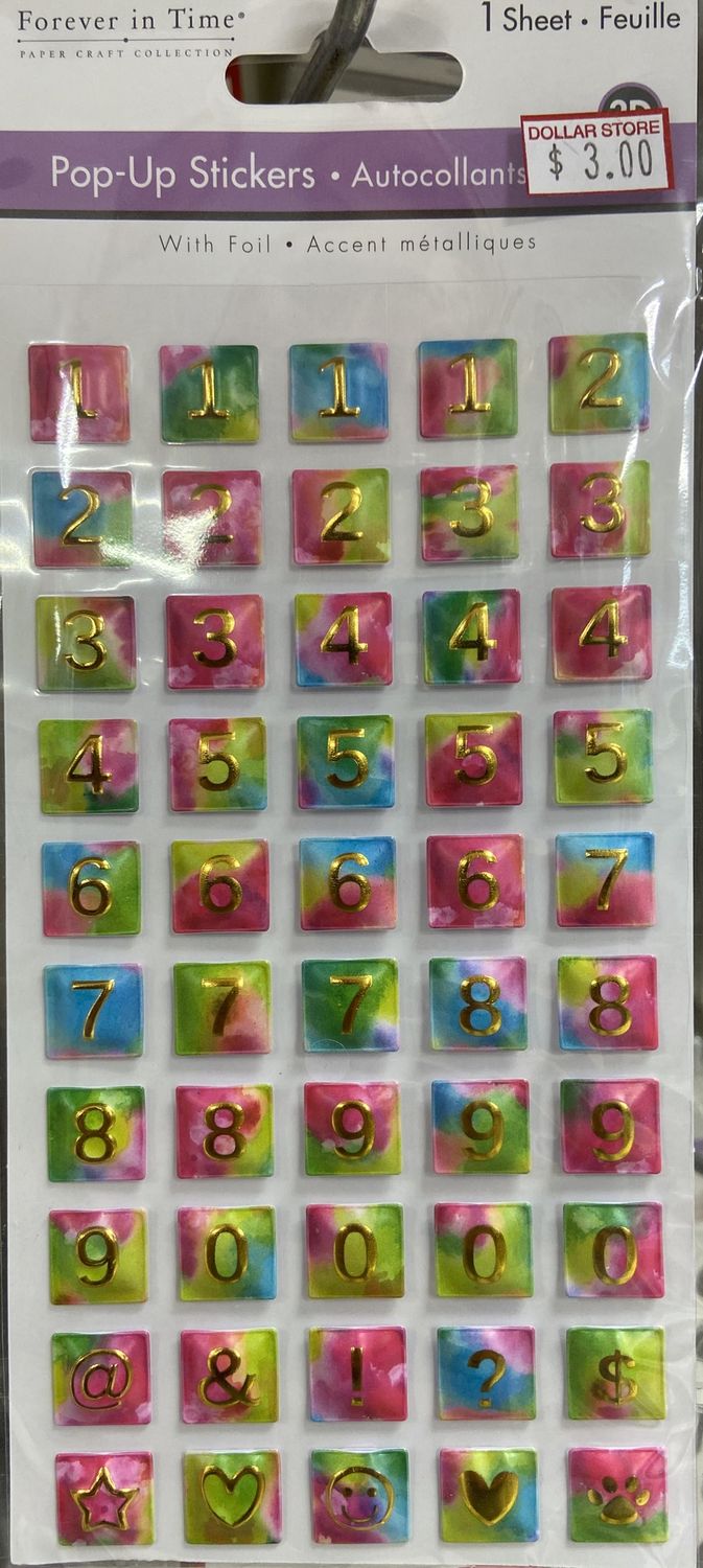 MultiCraft: Tye-Dye Number Pop-Up Stickers
