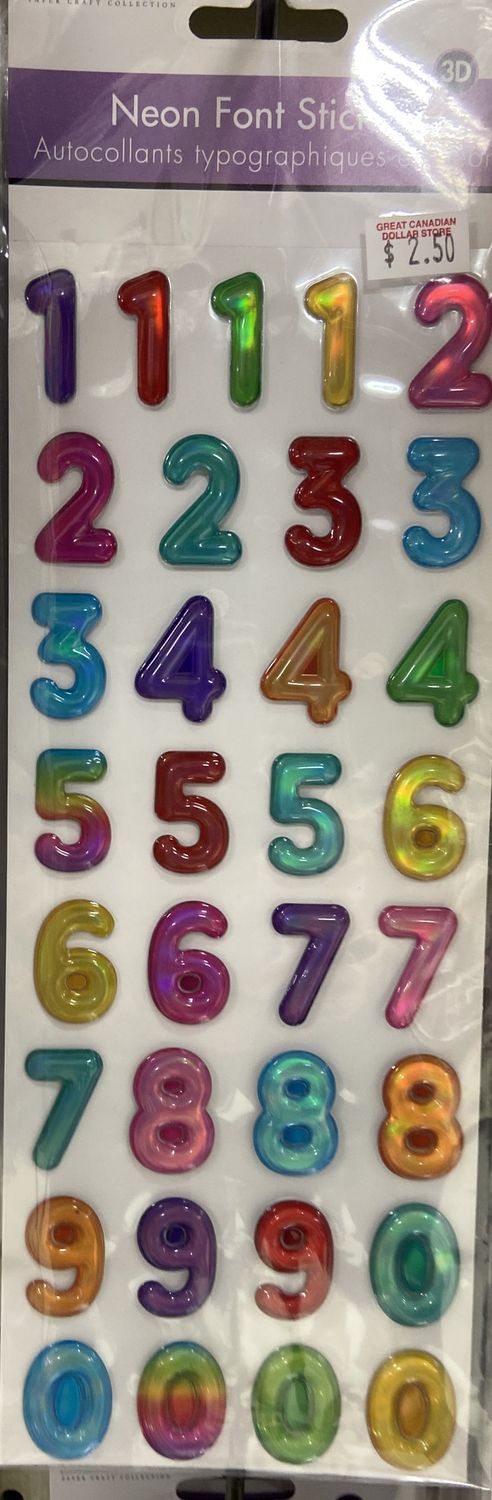 MultiCraft: Neon Puffy Number Stickers