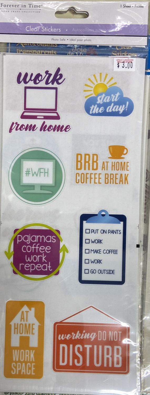 MultiCraft: Work From Home Themed Clear Stickers