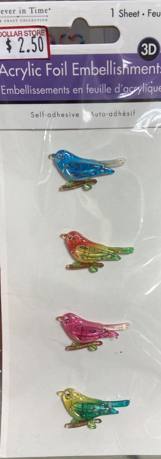 MultiCraft: 3pk 3D Bird Acrylic Foil Embellishments
