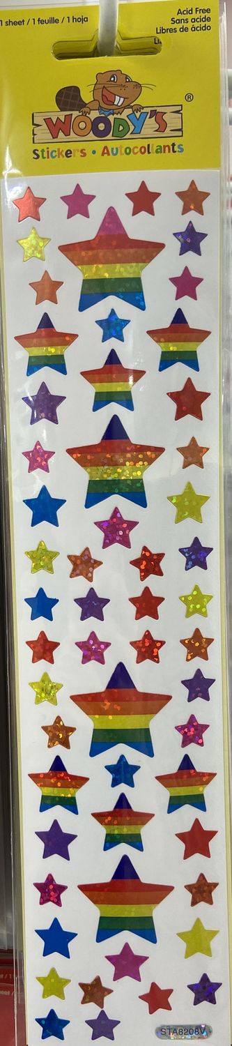Woodys Stickers: Asst. Rainbow Stars