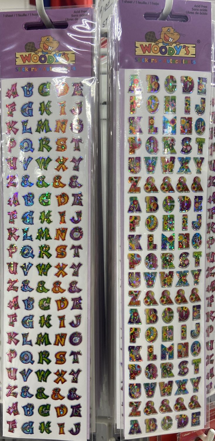 Woodys Stickers: Asst. Alphabet Foil Letters