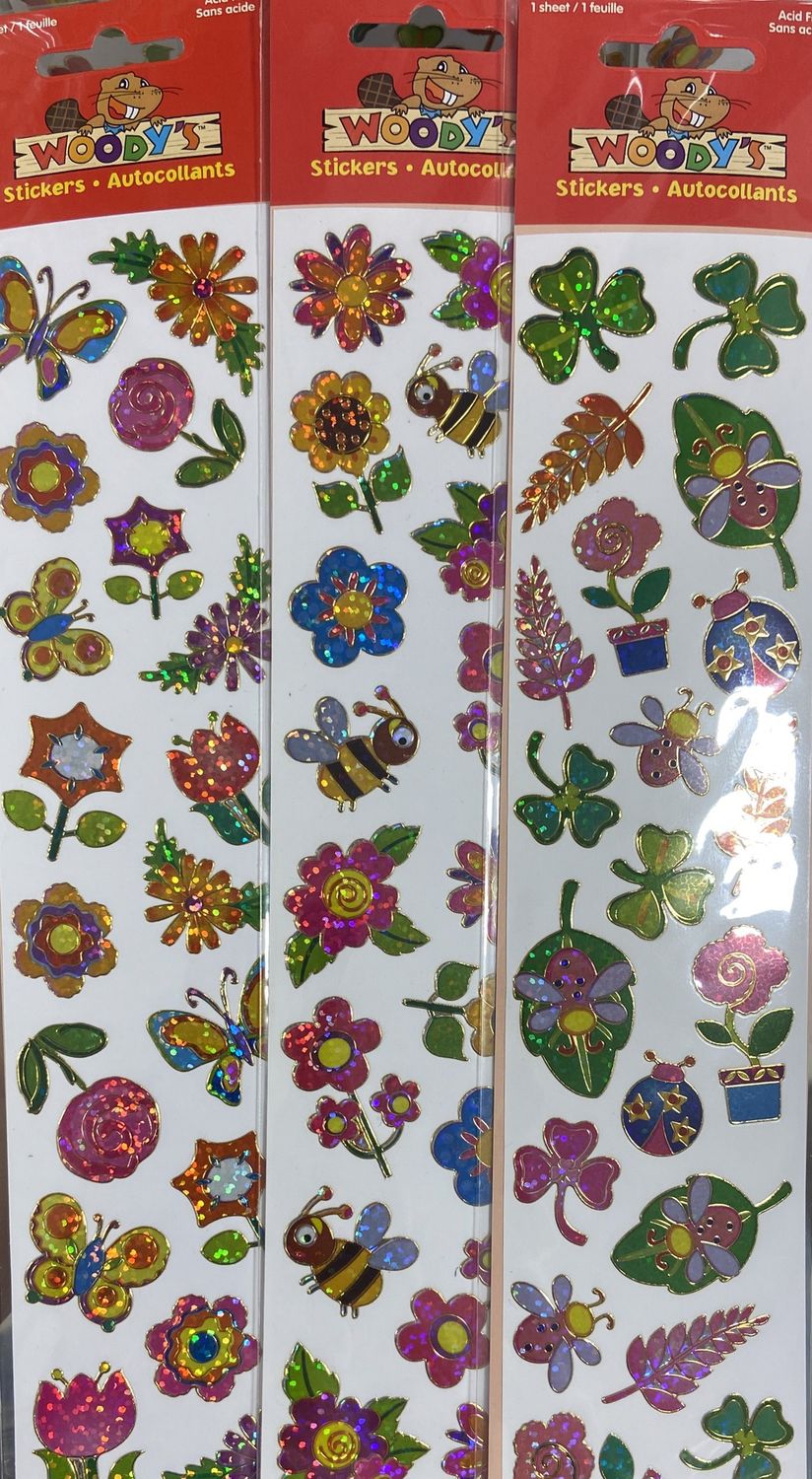 Woodys Stickers: Asst. Floral/Insect Foil Stickers