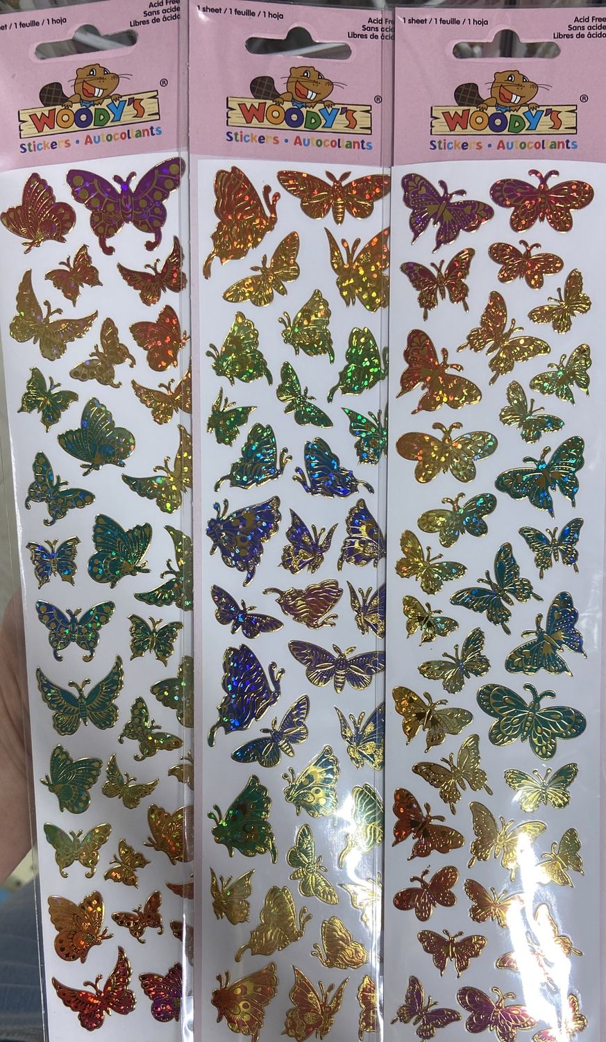 Woodys Stickers: Rainbow Foil Butterfly Stickers