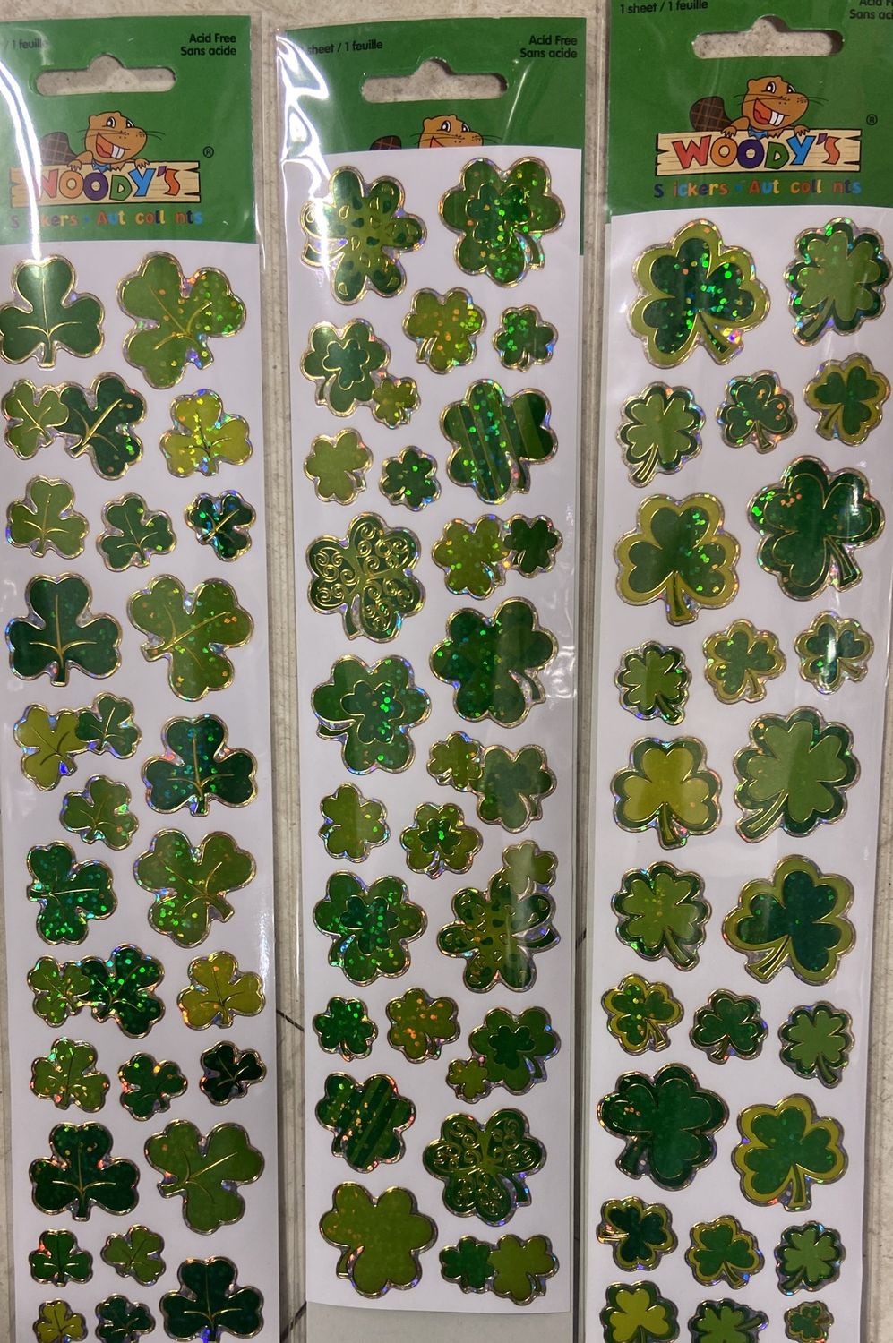 Woodys Stickers: Asst. Shamrock Foil Stickers