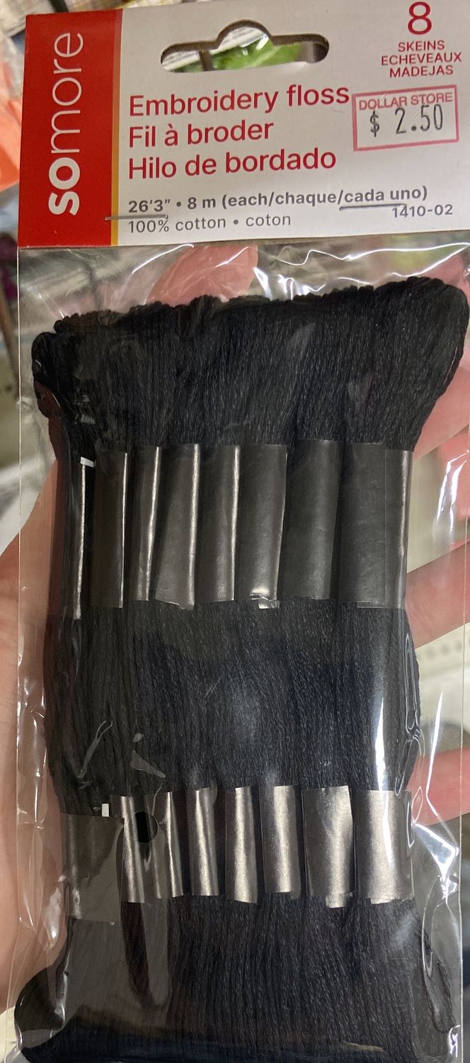 8pk Black 100% Cotton Embroidery Floss