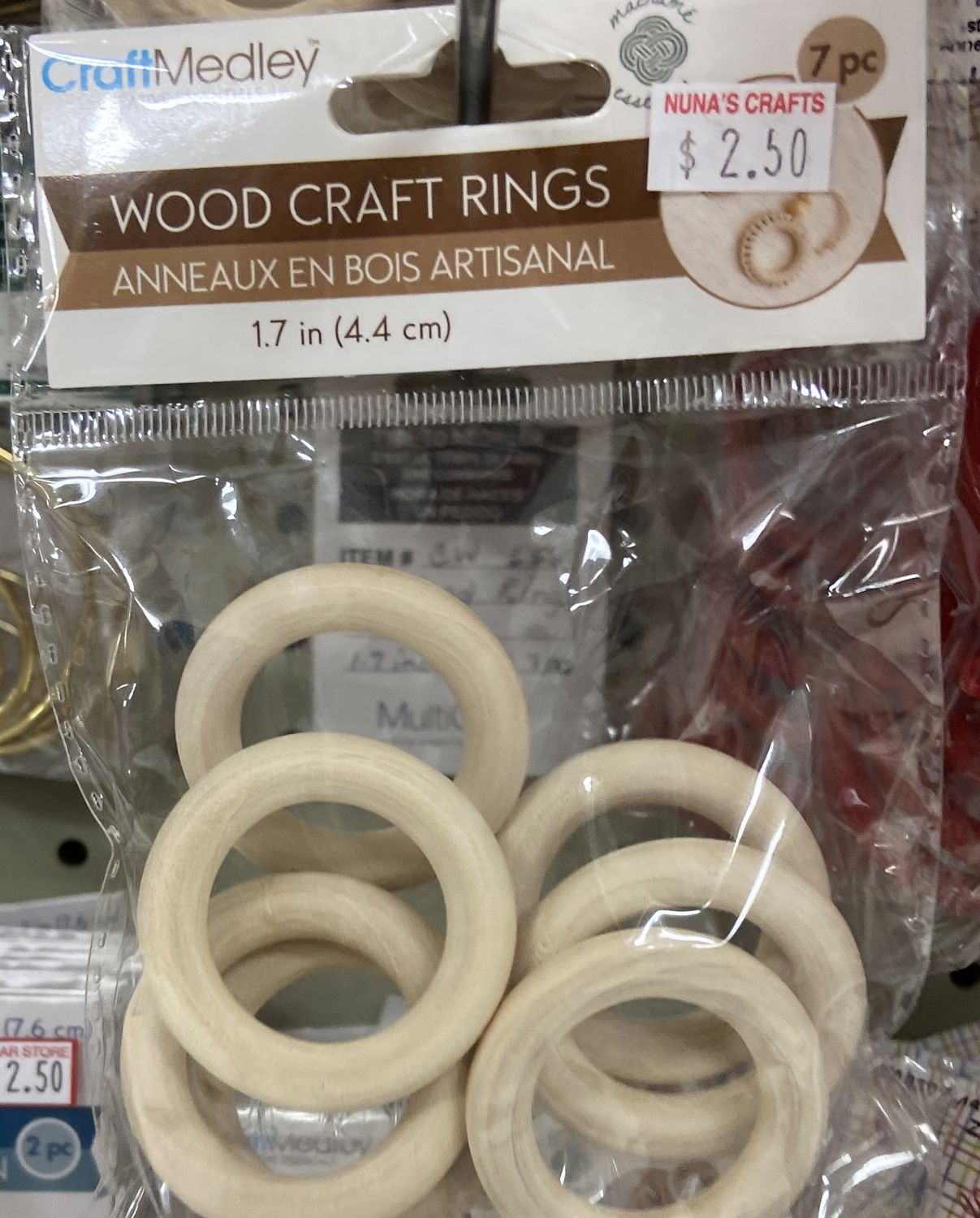 MultiCraft: 7pk 1.7&quot; Wood Craft Rings