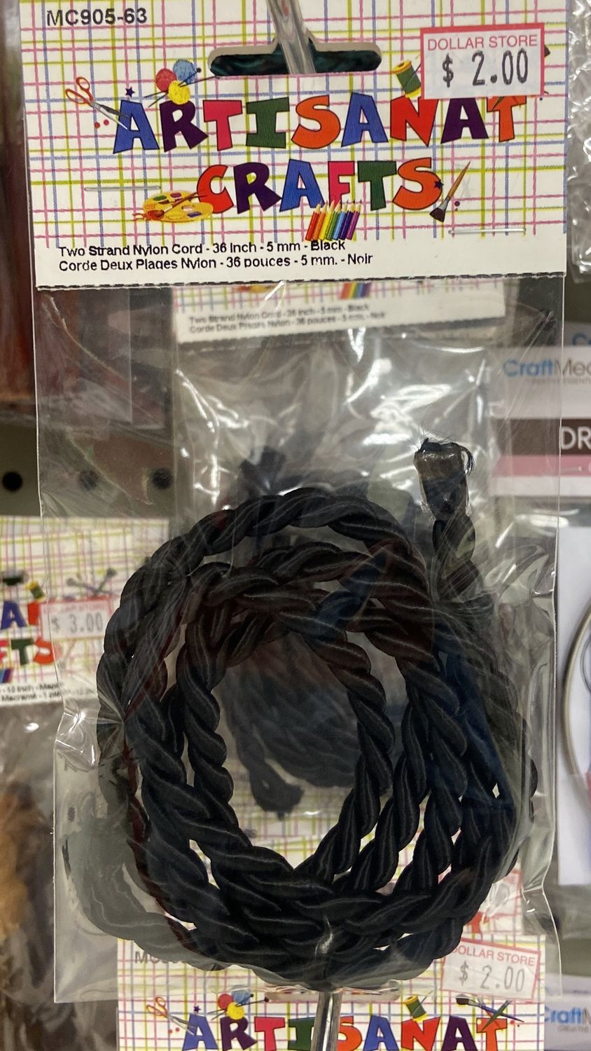 Ugarit: 36&quot; Black Two Strand Nylon Cord