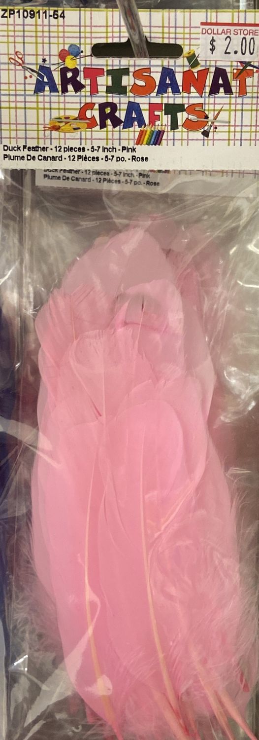 12pk Pink Duck Feather 5-7&quot;
