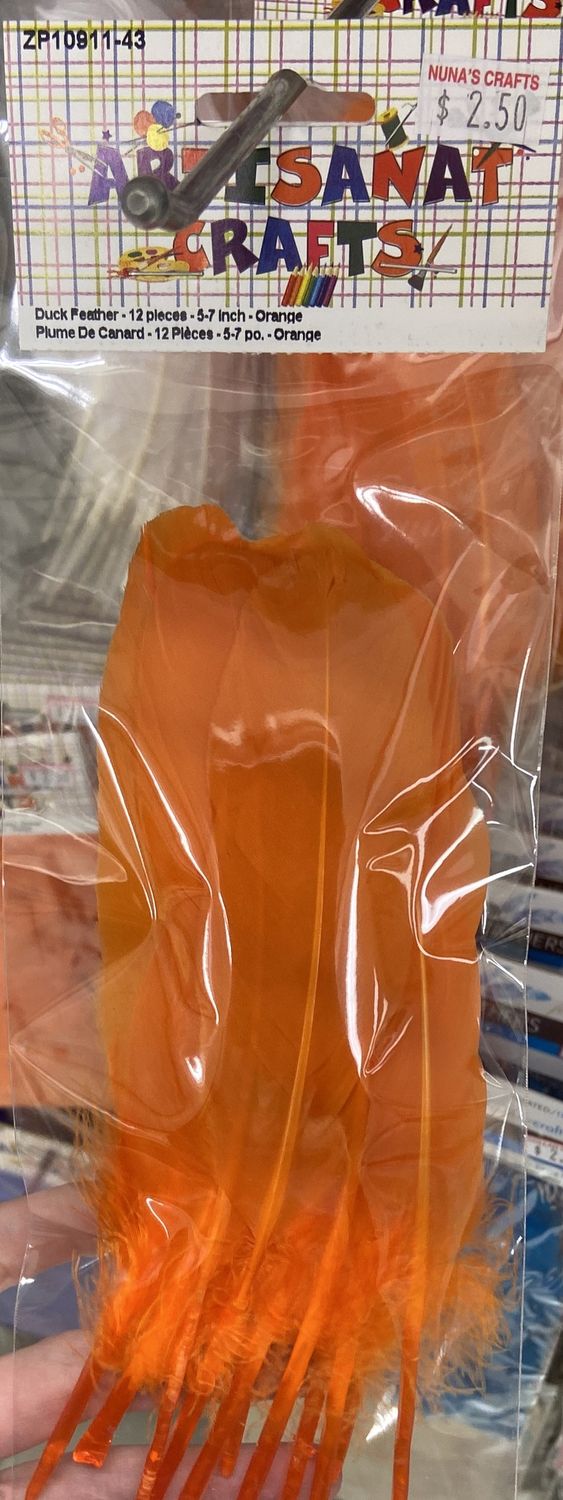 Ugarit: Orange Duck Feather 5-7&quot;