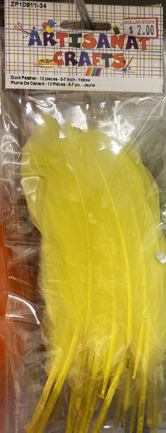 12pk Yellow Duck Feather 5-7&quot;