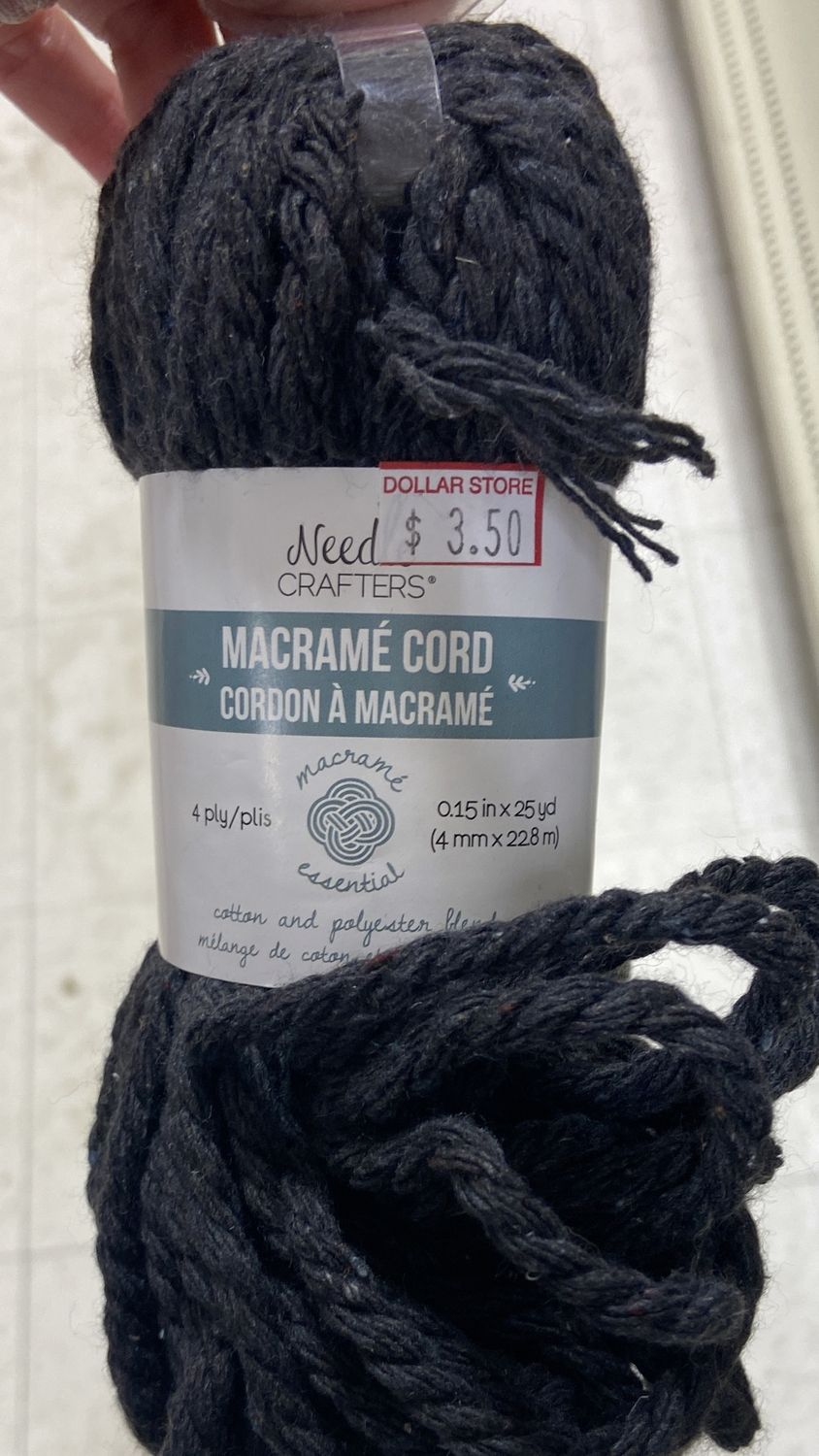 25yds 4mm Charcoal Macrame Cord