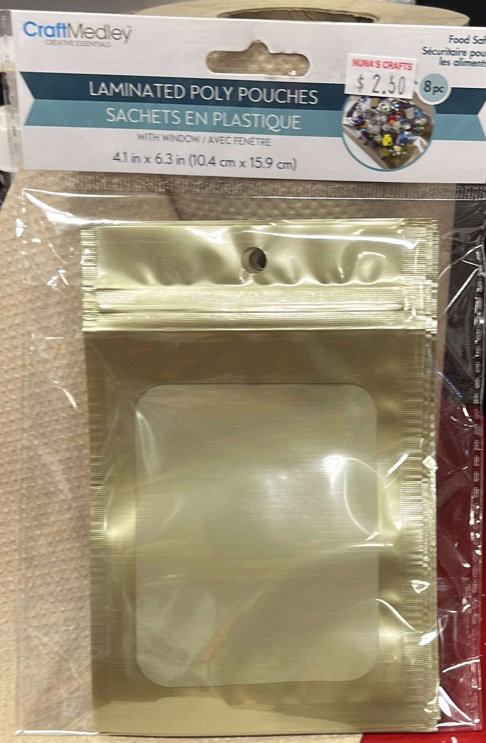 Laminated Poly Pouches 8pcs 4.1x6.3 PB036A (Gold)