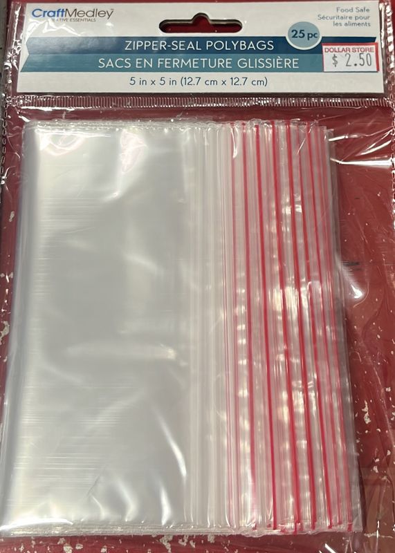MultiCraft: 25pk Zipper Seal Polybags - 5x5 PB007