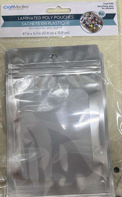 MultiCraft: 8pk Silver Laminated Poly Pouches 4.1x6.3