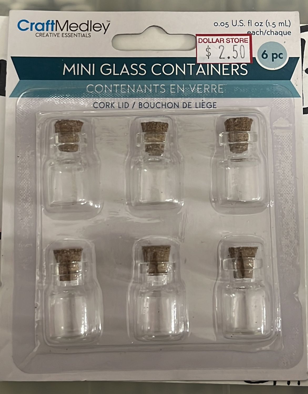 Mini Glass Containers 6pcs w/cork lid GB812