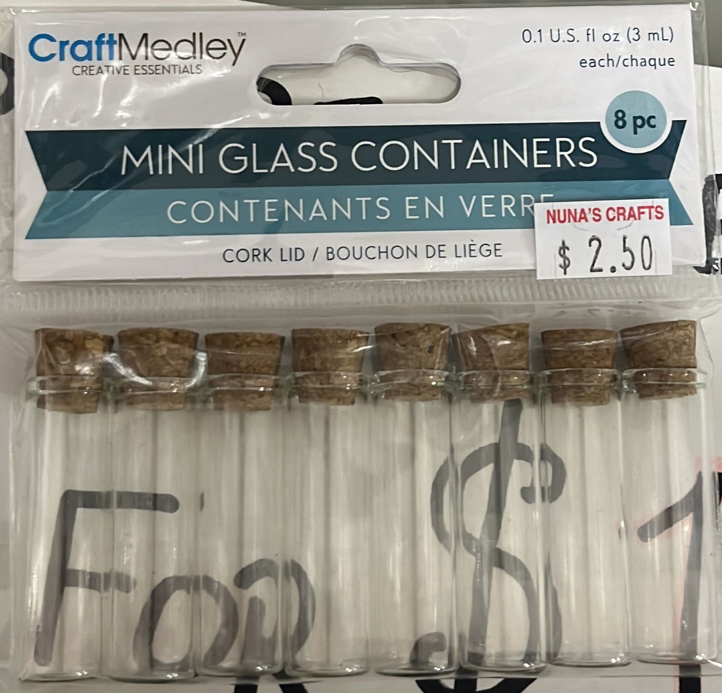 Mini Glass Containers 8pc w/ cork lid GB852