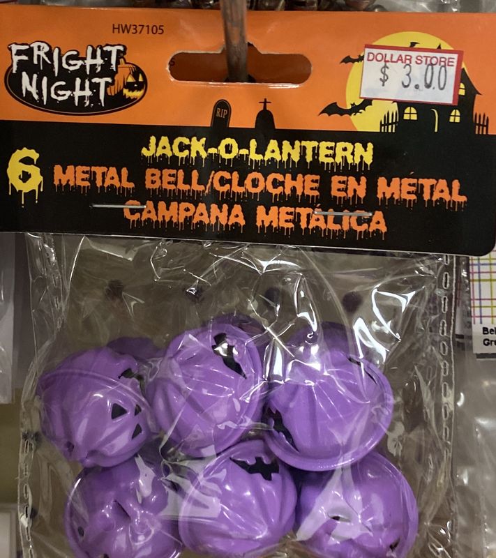 Fright Night: Purple/Black Metal Jack-O-Lantern Bells