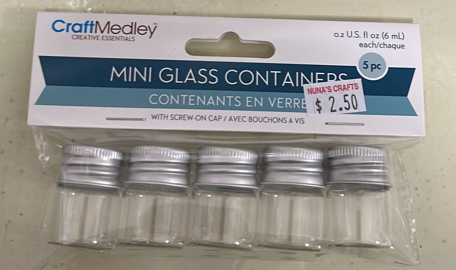 Mini Glass Containers (screw on cap) 5pcs GB700