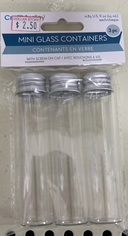 Mini Glass Containers (screw on cap) 3pcs