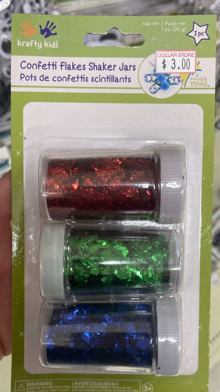 Krafty Kids: Red/Green/Blue Confetti Flakes Shaker Jars