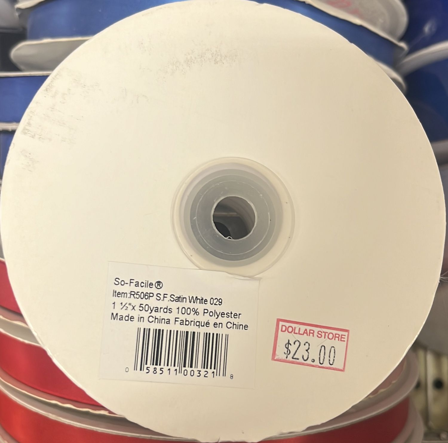 So-Facile Satin Ribbon (White 1 1/2&quot; 50yds)
