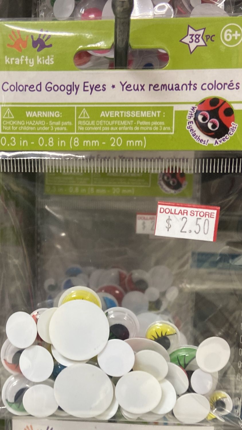 Krafty Kids: Sizes Vary Colored Googly Eyes with Lashes
