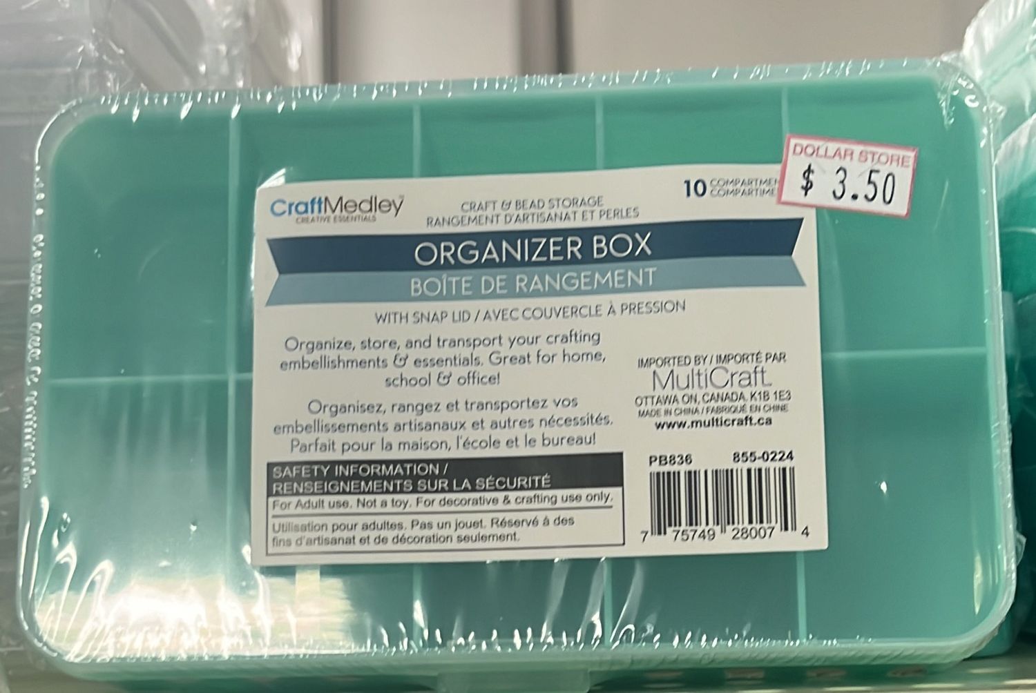 MultiCraft: Organizer Box 10 Cpts w/snap lid (PB836)