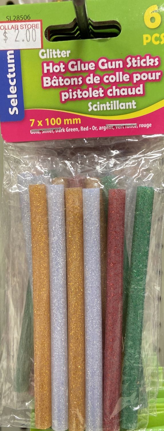 Selectum: 7 x 100mm Glitter Hot Glue Sticks Asst. Colors