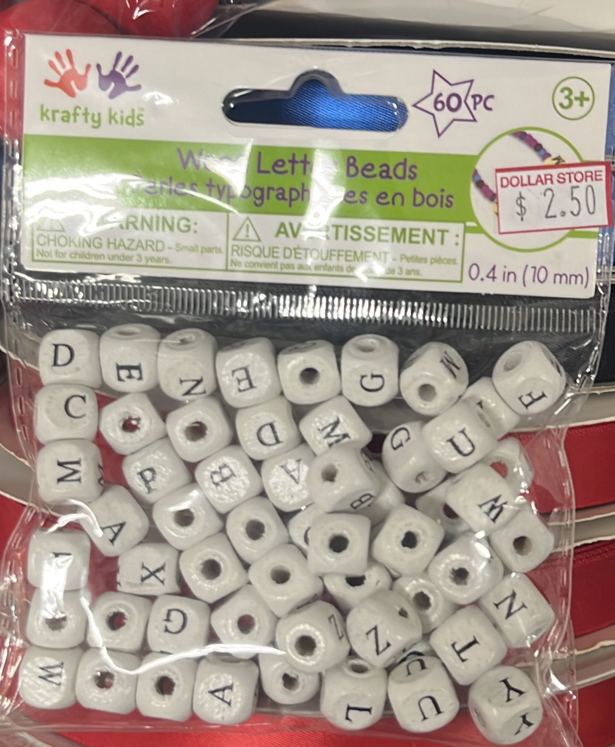 MultiCraft: Wood Letter Beads 60pc 0.4in (White BD303C)