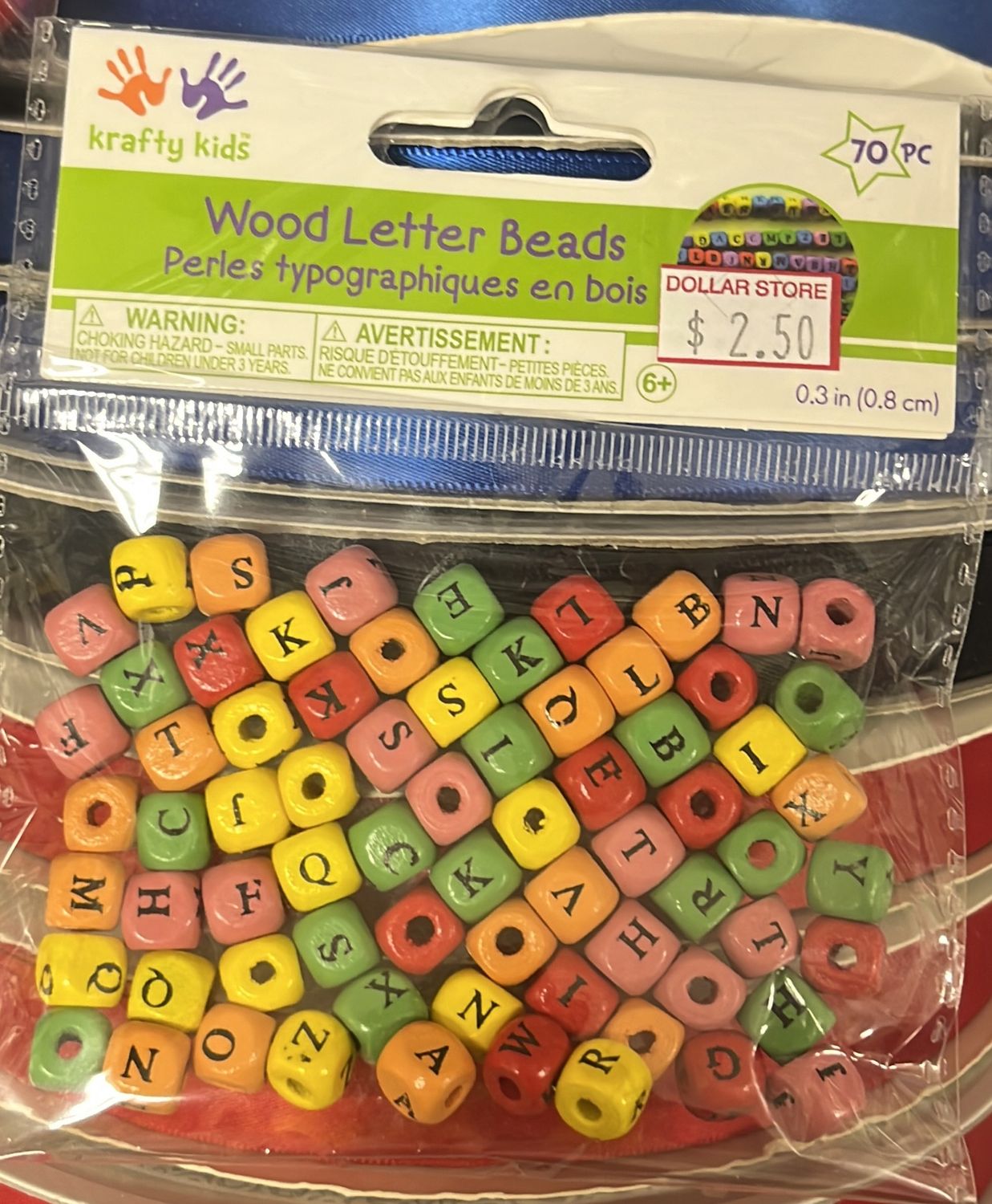 MultiCraft: Wood Letter Beads 70pcs 0.3in (Multi Mix BD301B)