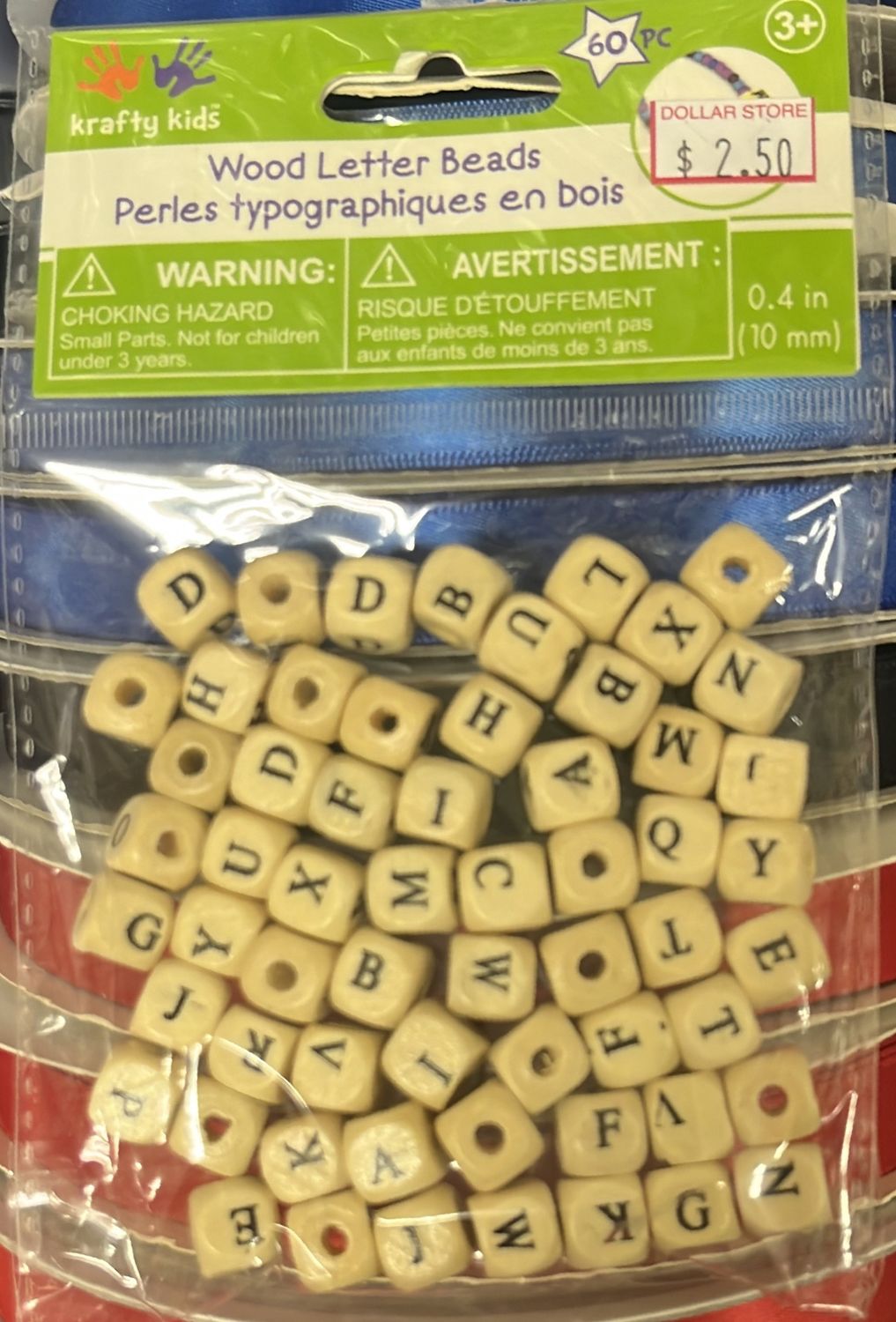 Wood Letter Beads 60pc 0.4in (Natural BD303A)