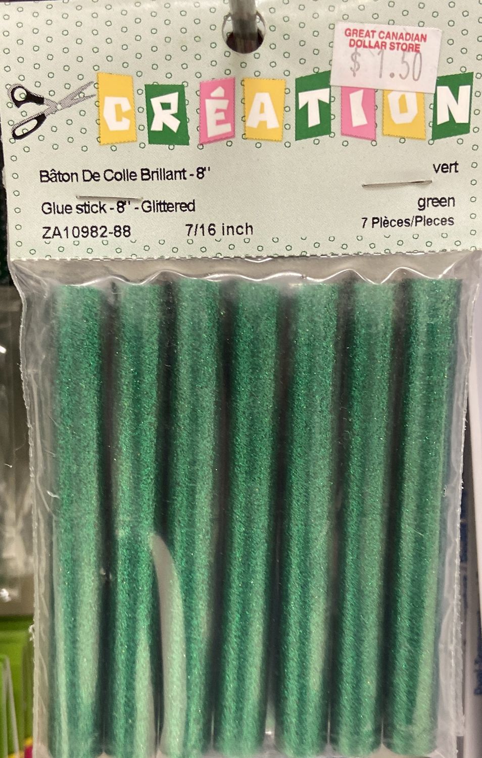 Ugarit: Green 7/16&quot; Glittered Glue Stick