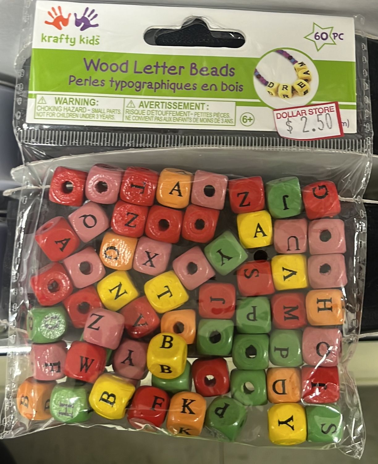 MultiCraft: Wood Letter Beads 60pc 0.4in (Multi-Mix BD303B)