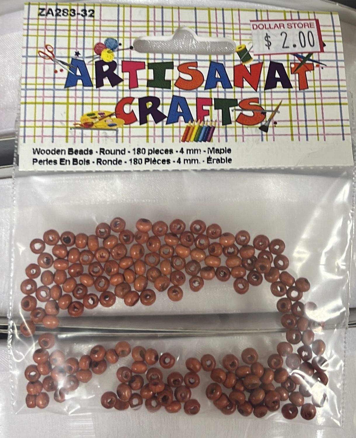 Ugarit: Wooden Beads-Round-180 pleces-4 mm-Maple ZA283-32