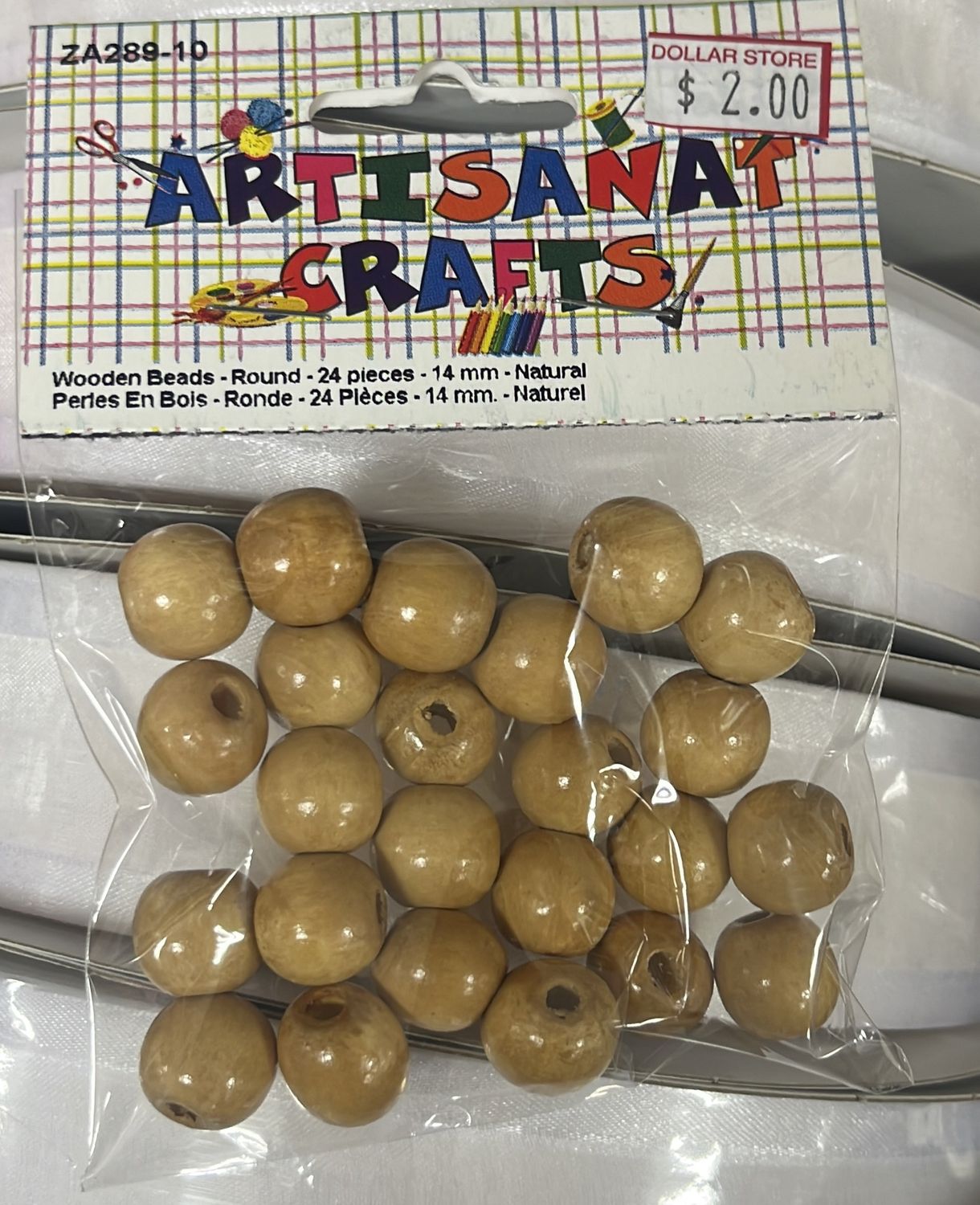 Wooden Beads - Round - 24 pieces - 14 mm - Natural ZA289-10