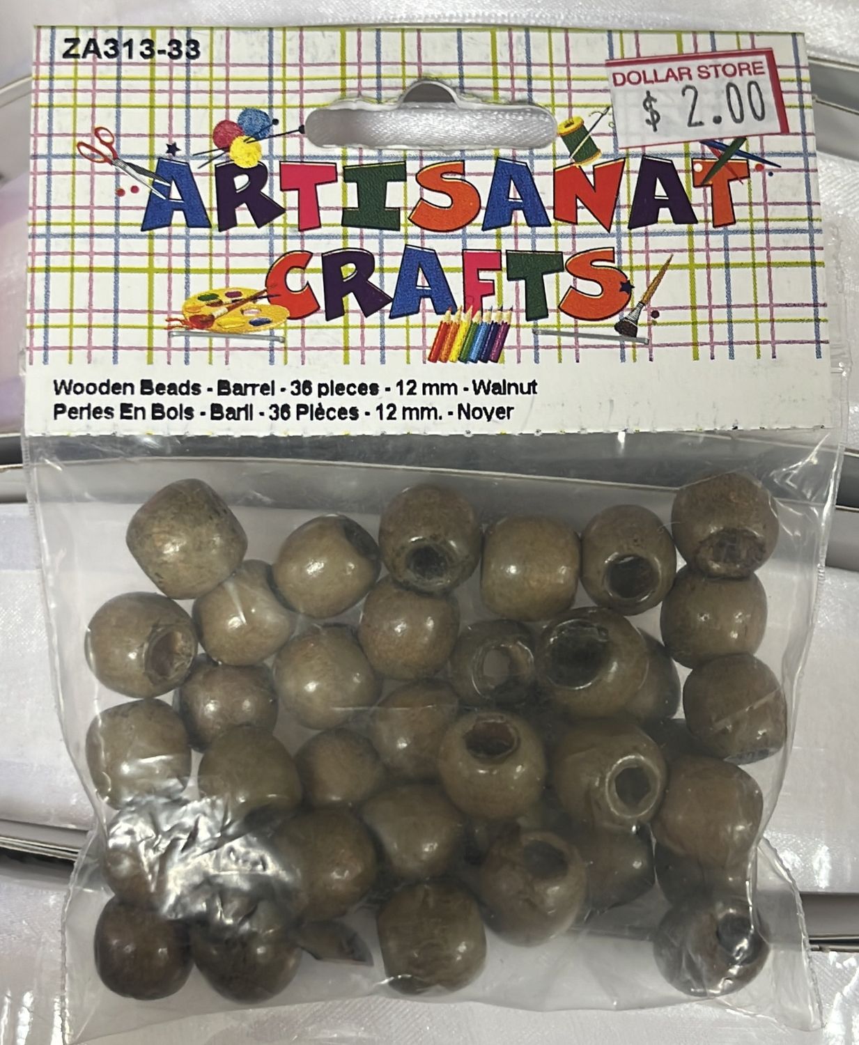 Wooden Beads-36pc-12mm-Walnut ZA313-33