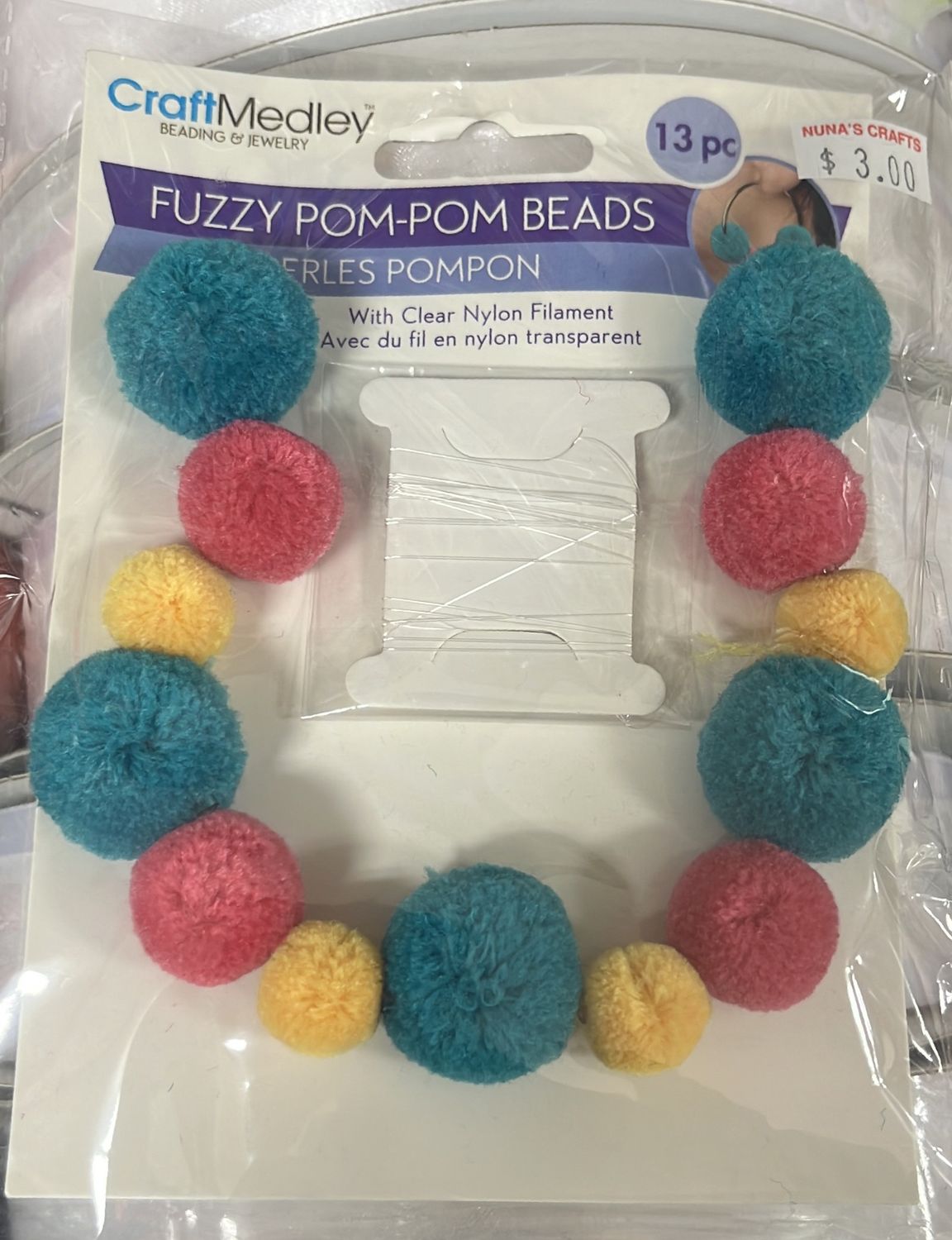 MultiCraft: Fuzzy Pom-Pom Beads 13pc (Glam GC095C)