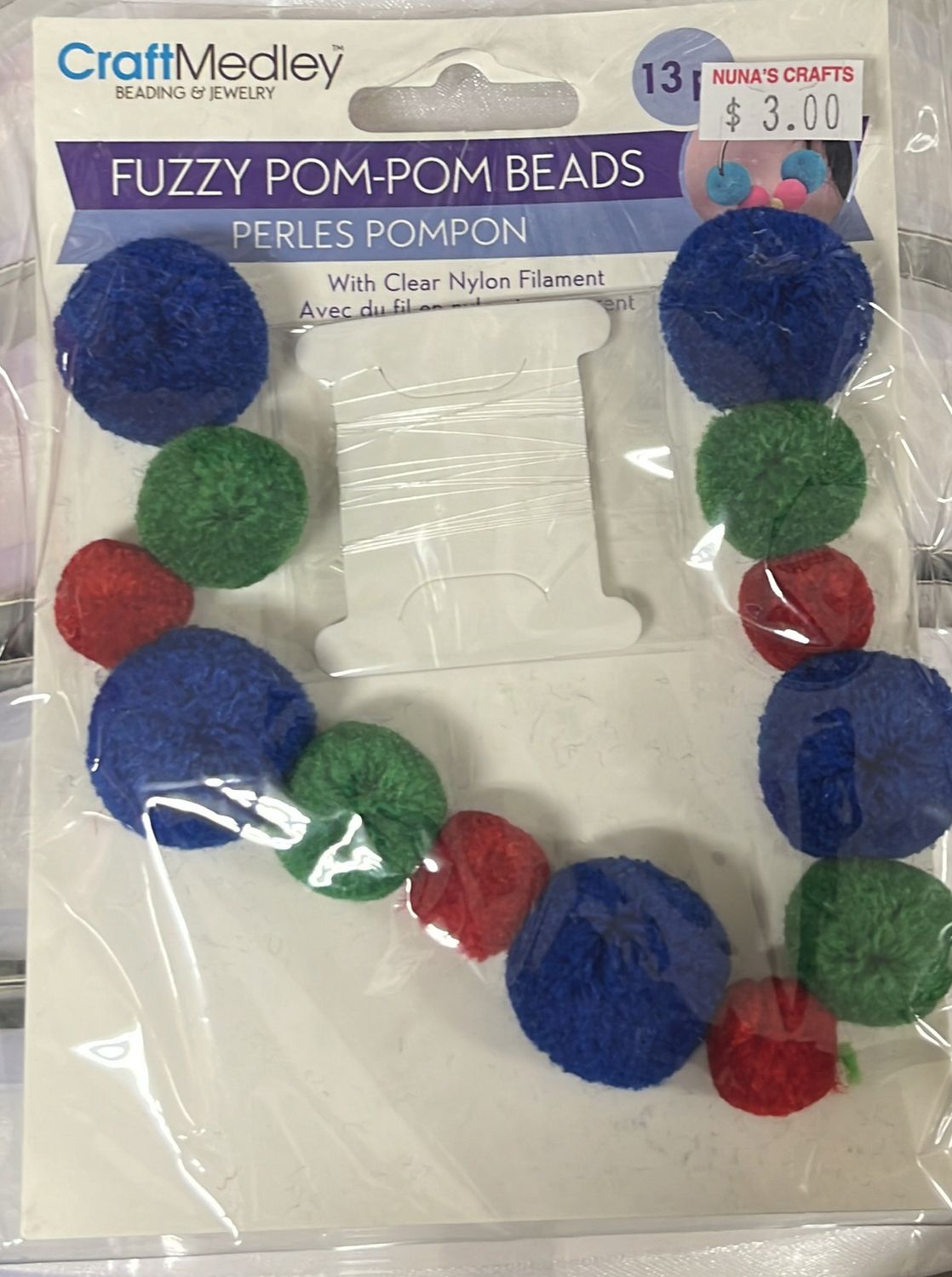 MultiCraft: Fuzzy Pom-Pom Beads 13pc (Bold GC095B)