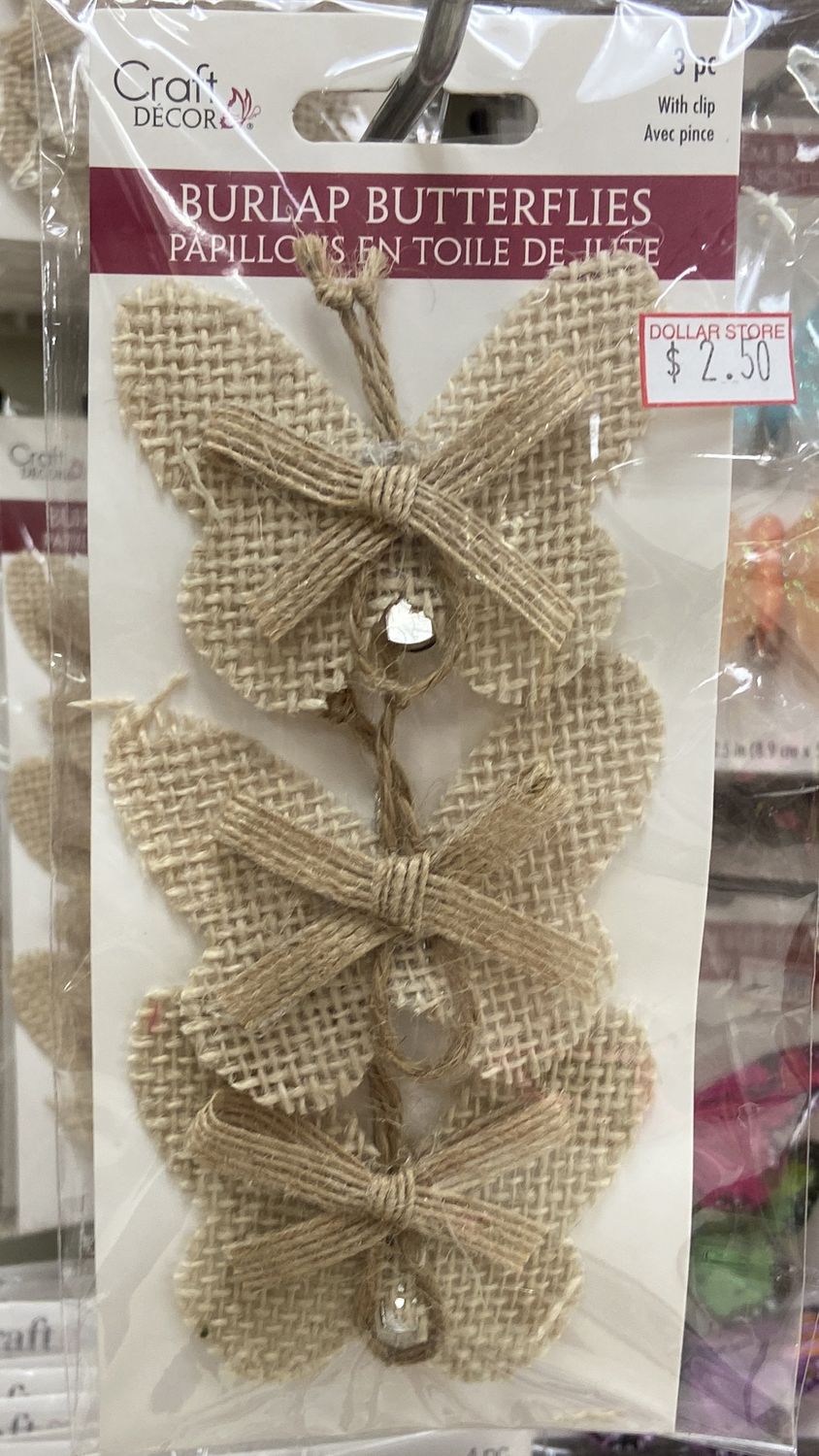 CraftDecor: Natural - Small Burlap Butterflies