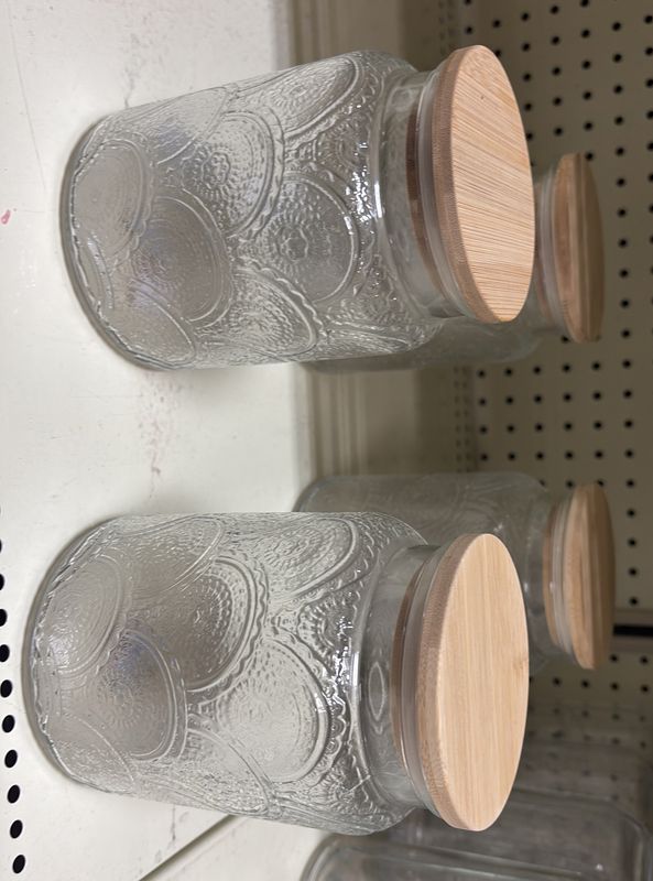 Wooden lid big glass container