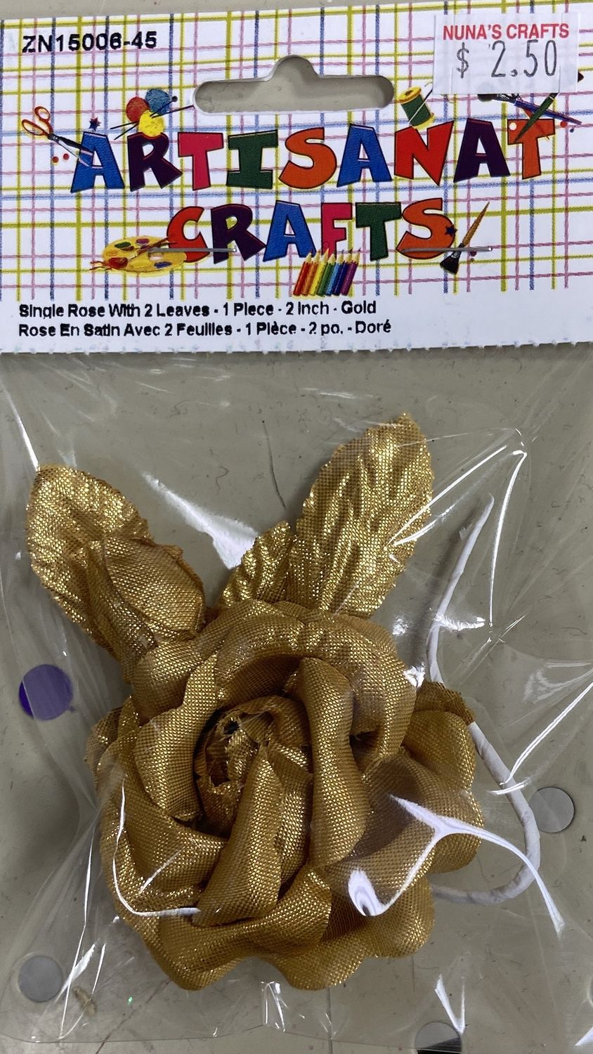 Ugarit: Gold Single Rose with Leaves